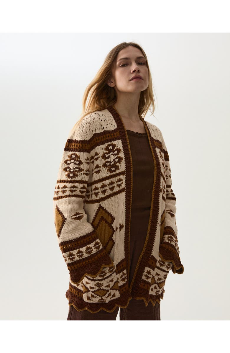 Fortela Lalie Navajo Cardigan, Alternate, color, Beige