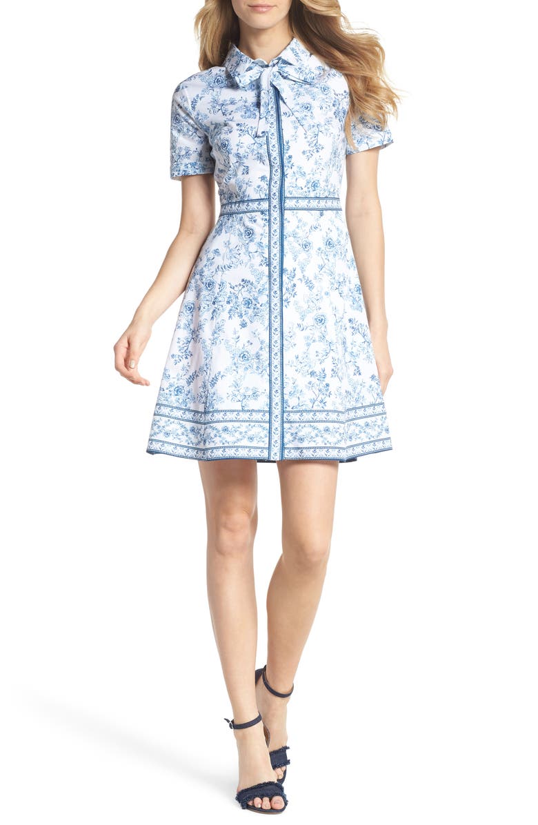 Gal Meets Glam Collection Darla Cotton Toile Shirtdress, Main, color,