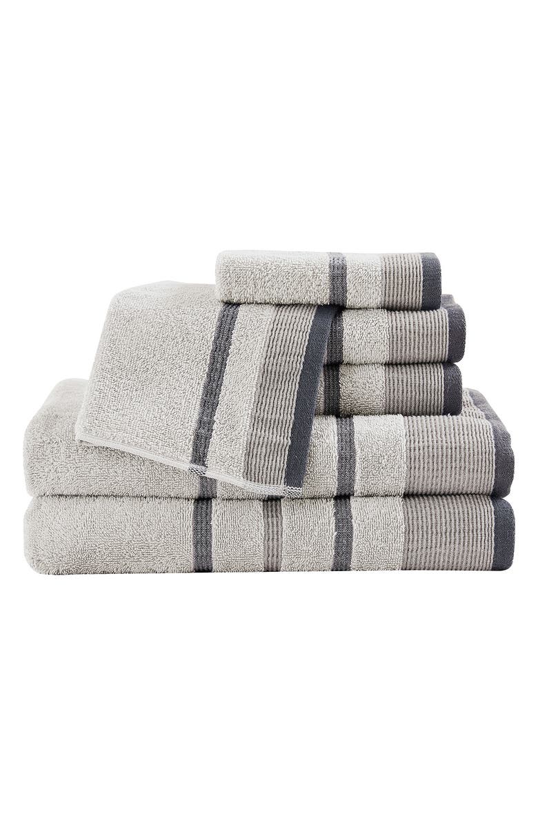 Woven & Weft Luxurious Cotton 6-Piece Decorative Towel Set, Main, color, Light Grey / Mid Grey