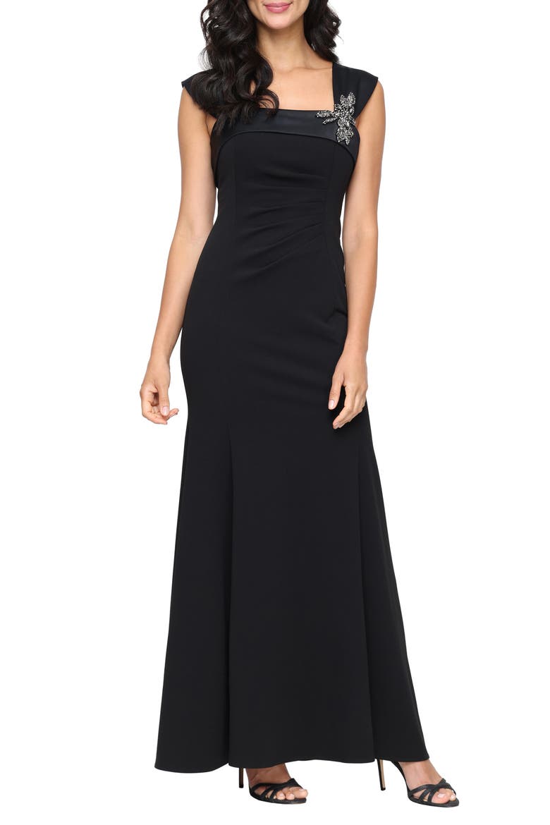 Embellished Mermaid Gown, Main, color, BLACK