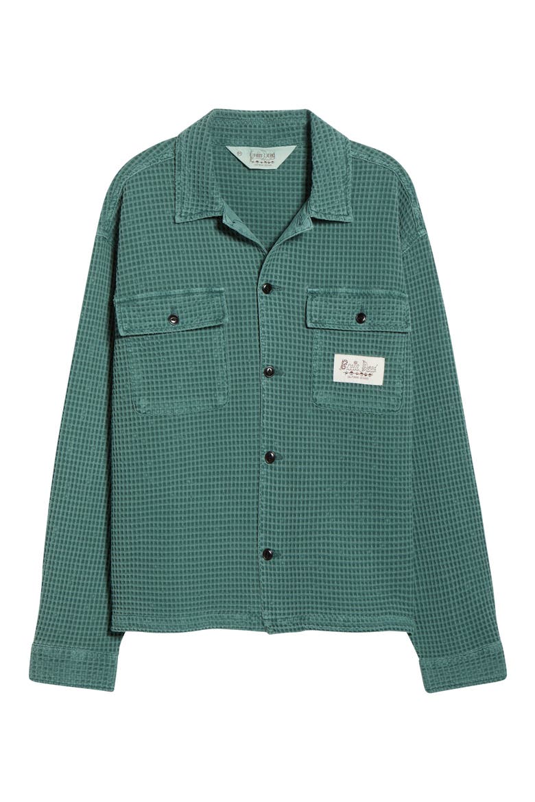 Waffle Button-Up Shirt, Alternate, color, SILVER PINE