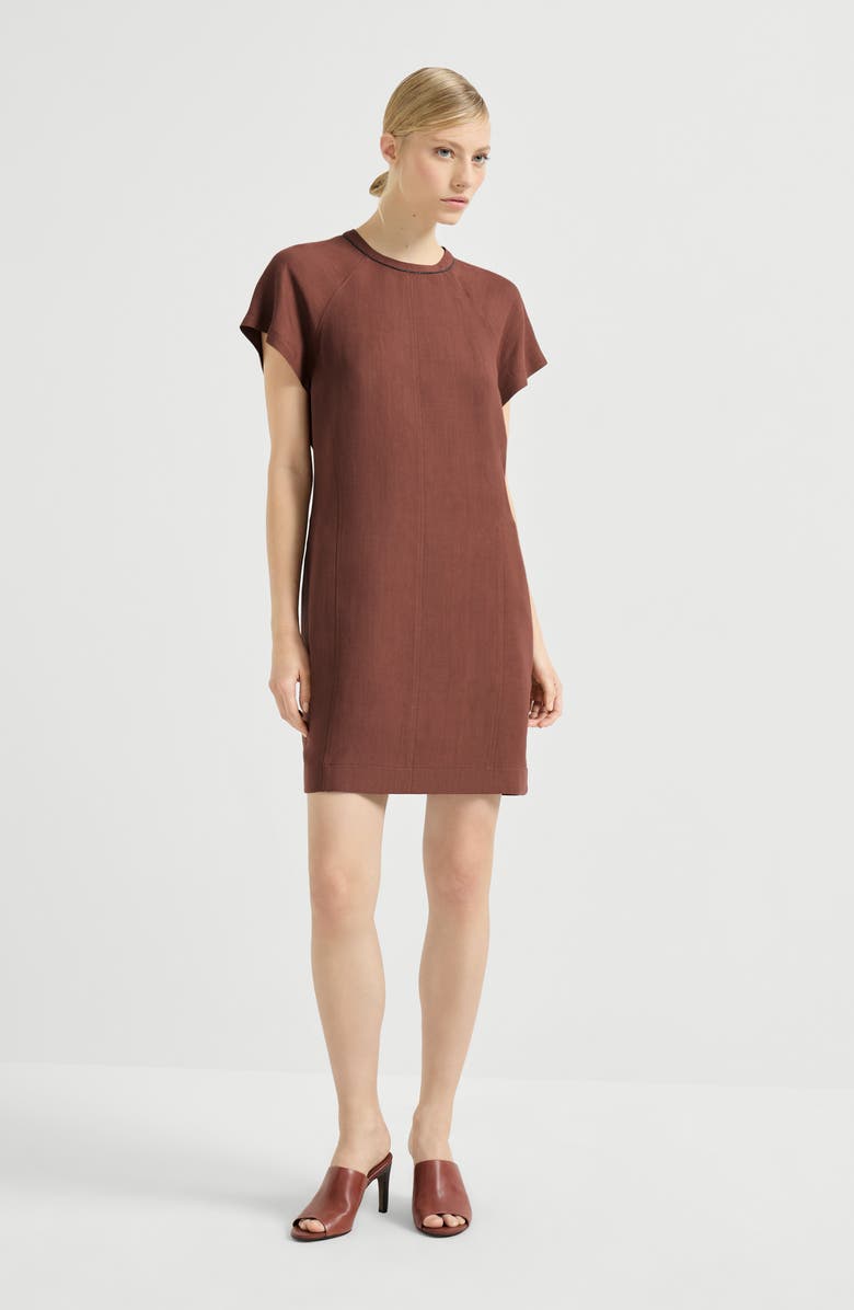 Brunello Cucinelli Fluid twill t-shirt dress, Alternate, color, Orange