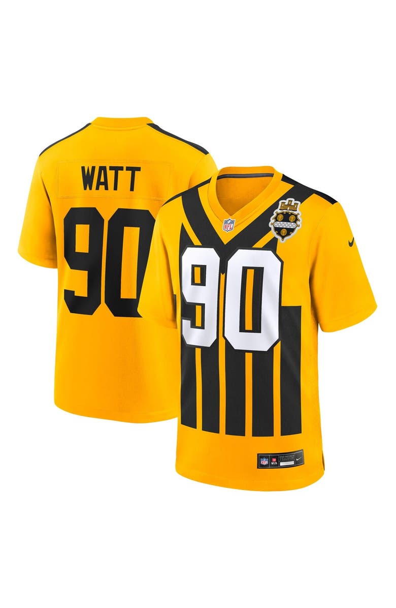 Nike Youth Nike T.J. Watt Gold Pittsburgh Steelers Alternate 1933 Throwback Game Jersey, Main, color, Gold