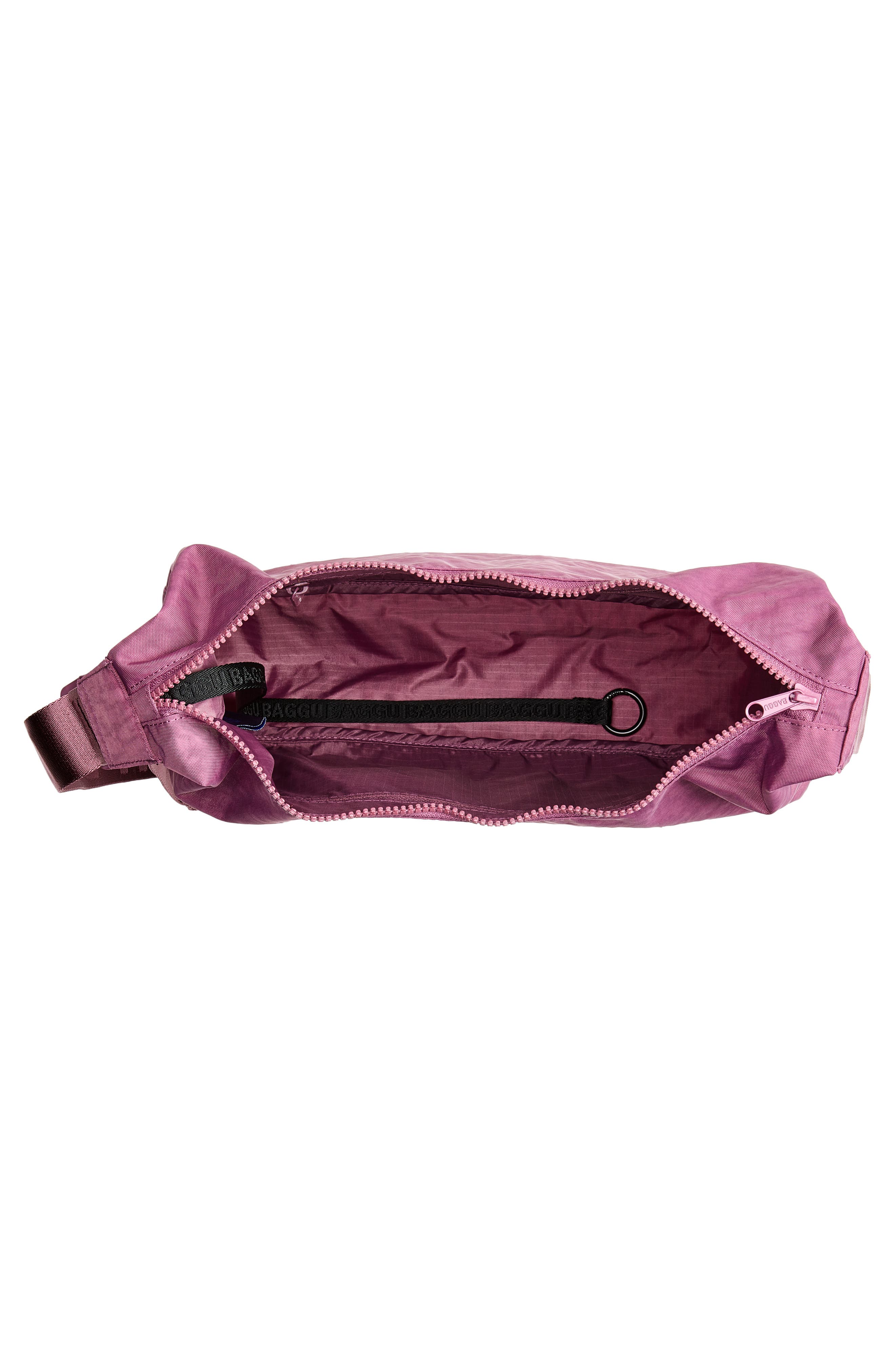 Medium Crescent Recycled Nylon Crossbody Bag, Alternate, color, WILD PLUM