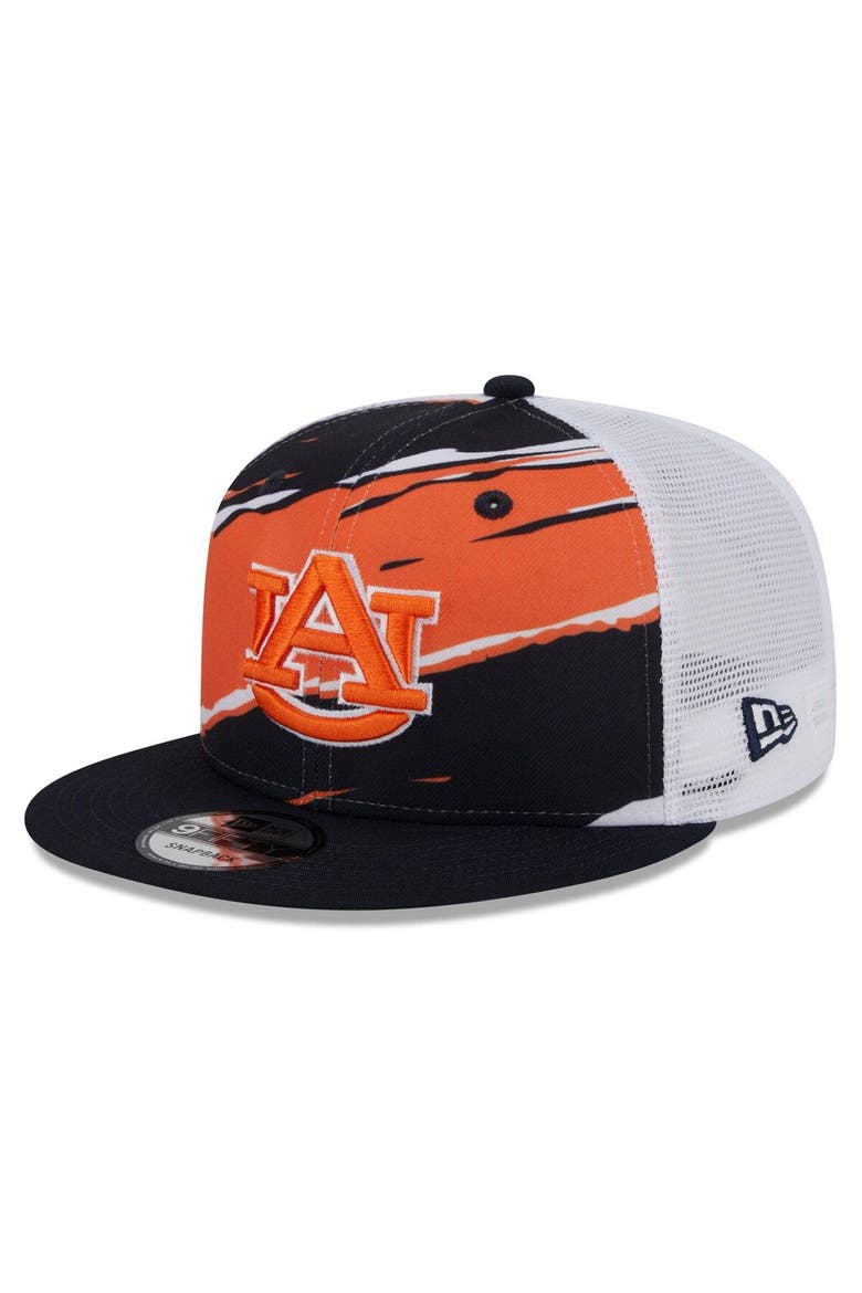 Men's New Era Navy Auburn Tigers Tear Trucker 9FIFTY Snapback Hat, Main, color, Navy