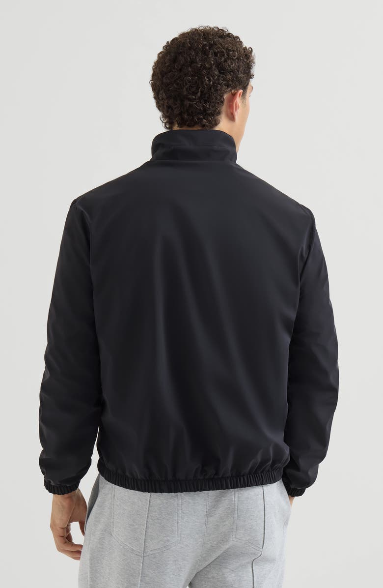 Brunello Cucinelli Bonded nylon reversible outerwear jacket with logo, Alternate, color, Navy Blue
