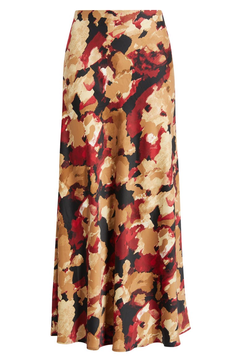 Print Flare Maxi Skirt, Alternate, color, VICUNA MULTI