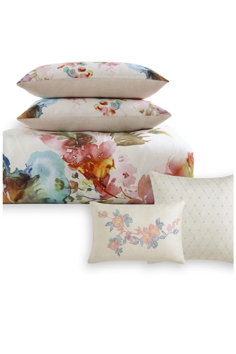Antique Flowers Cotton 5-Piece Reversible Comforter Set, Alternate, color, WHITE