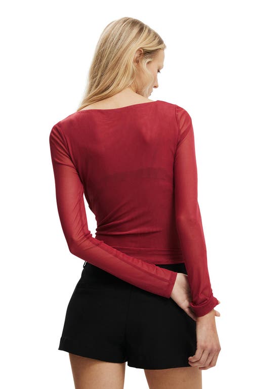 Cotton On Ashley Mesh Long Sleeve Top In Red