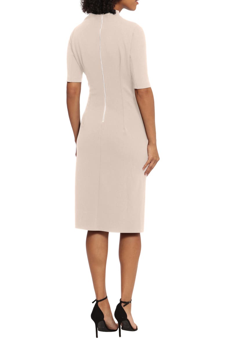 Maggy London Asymmetric Neck Sheath Midi Dress, Alternate, color,