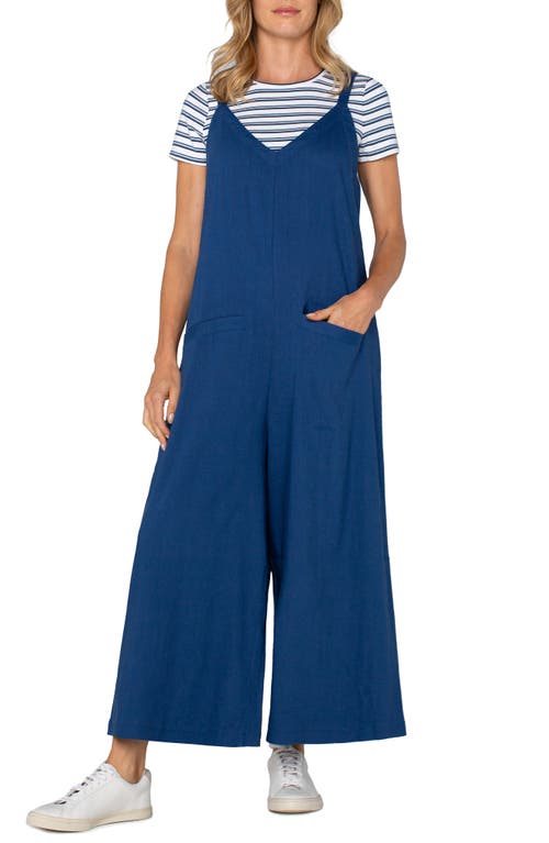 Shop Liverpool Los Angeles Crop Wide Leg Jumpsuit In Goddess Blue