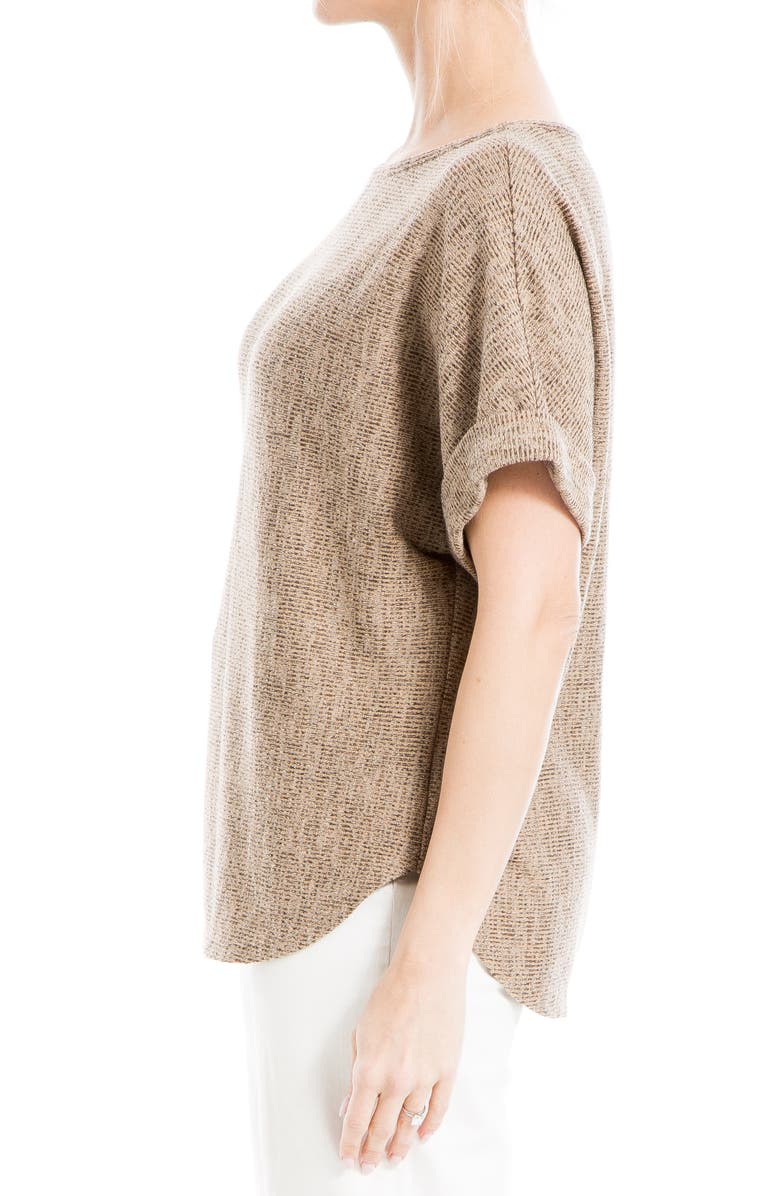 MAX STUDIO Short Sleeve Ribbed T-Shirt, Alternate, color, Tanin/ Black