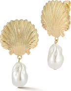 SPHERA MILANO Faux Pearl Seashell Drop Earrings