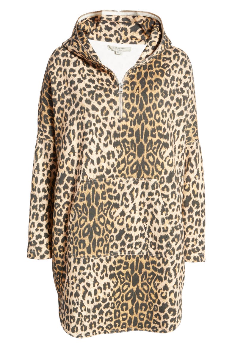 Xonda Animal Print Hoodie Dress, Alternate, color, LEOPARD YELLOW