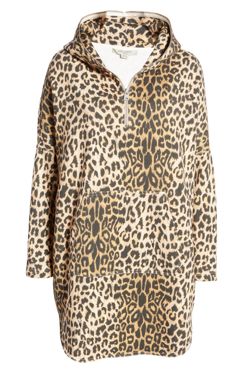 AllSaints Xonda Animal Print Hoodie Dress, Alternate, color, 