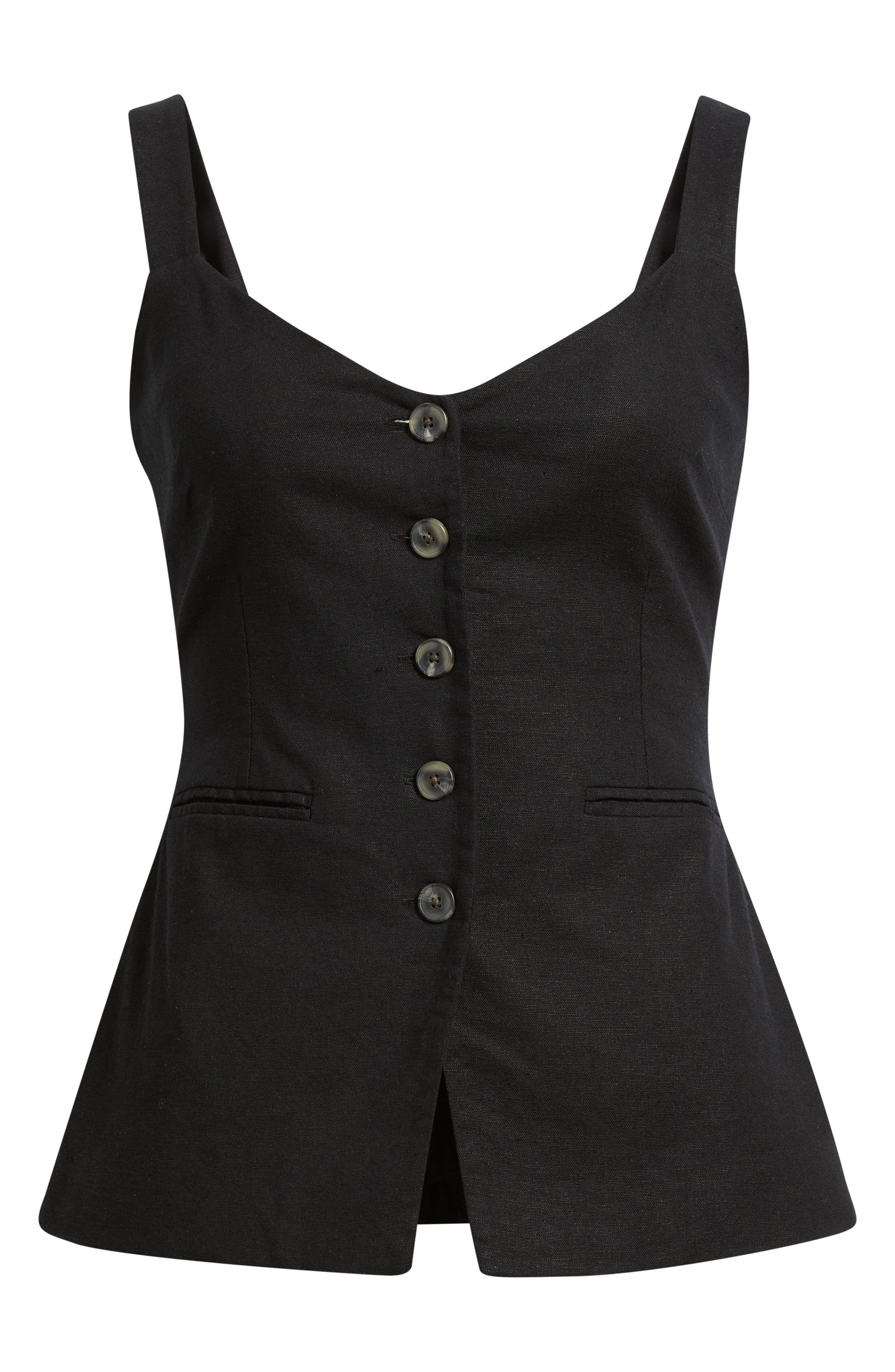 Женские Open Edit Button Front Linen Blend Tank — фото 6