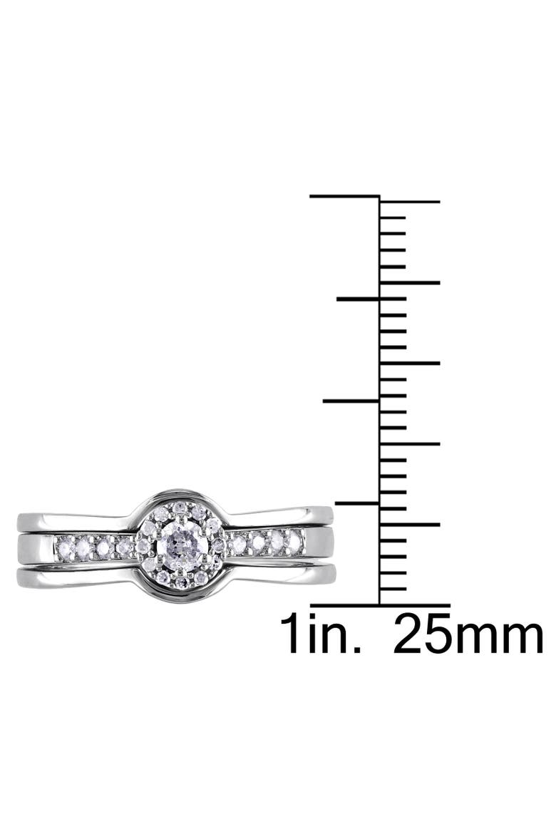 Diamond Halo 3-Piece Bridal Ring Set, Alternate, color, Sterling Silver