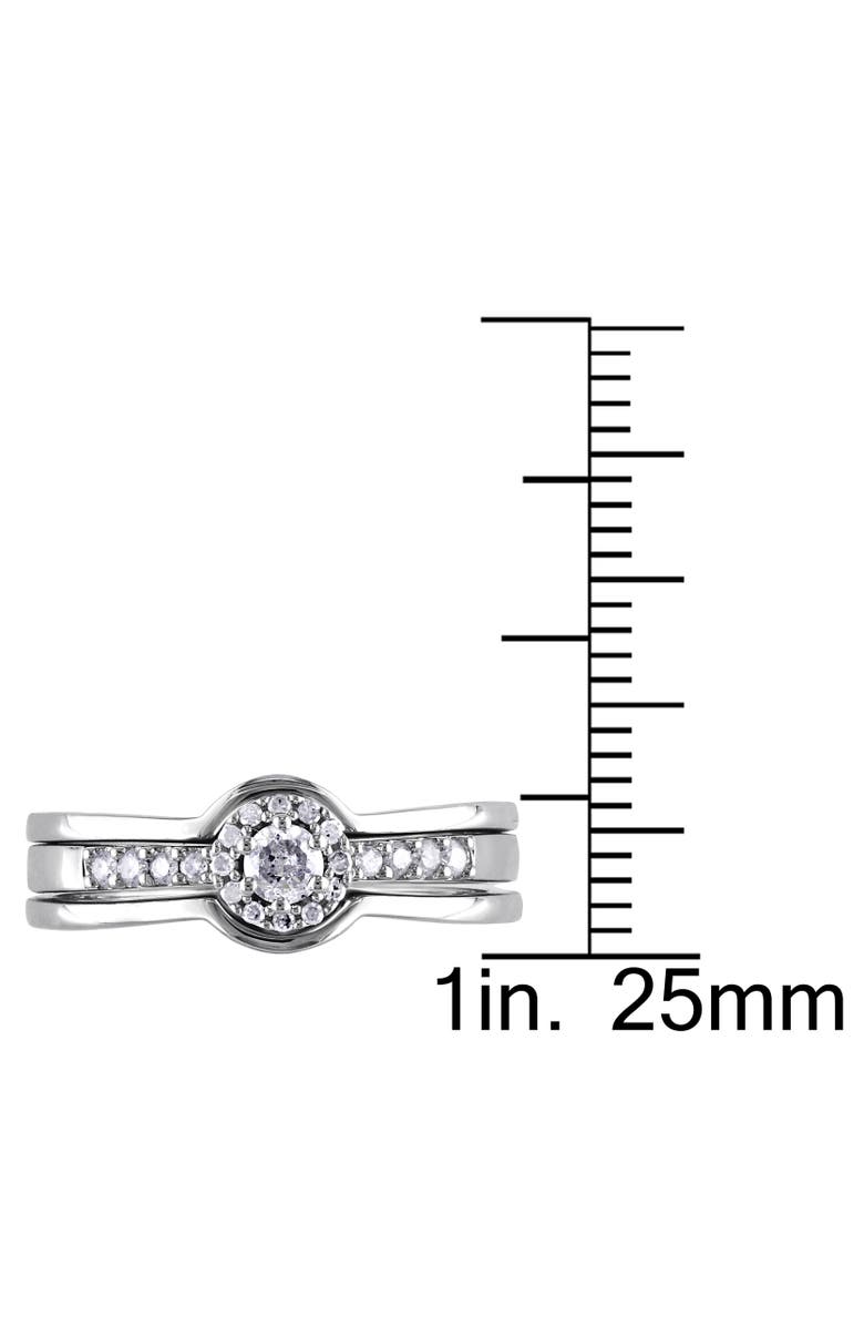 Julianna B. Diamond Halo 3-Piece Bridal Ring Set, Alternate, color, Sterling Silver