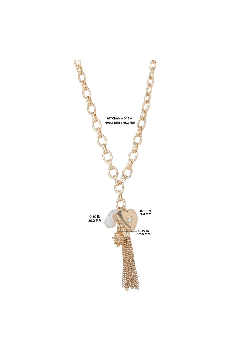 Heart Charm Chunky Chain Necklace, Alternate, color, Gold