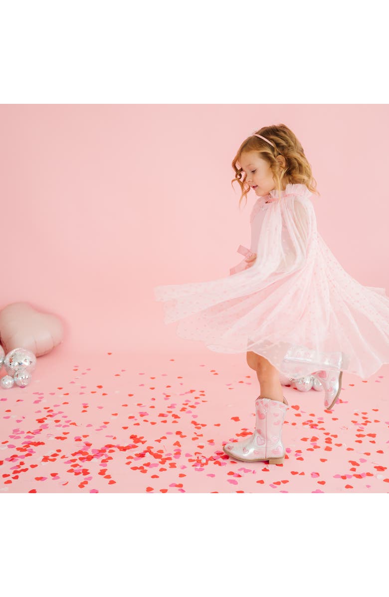 Sweet Wink Flocked Heart Valentine
s Day Cape, Alternate, color, Pink