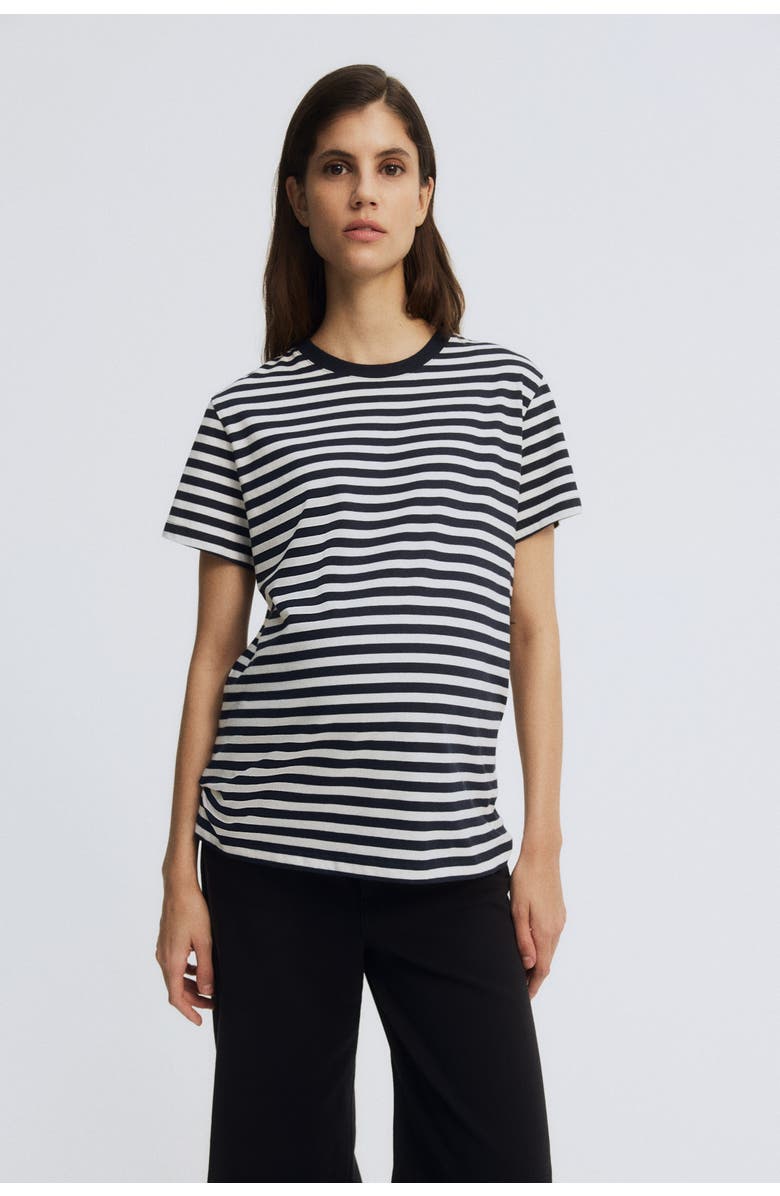 H&M Mama Cotton T-shirt, Alternate, color, White/Navy Blue Striped