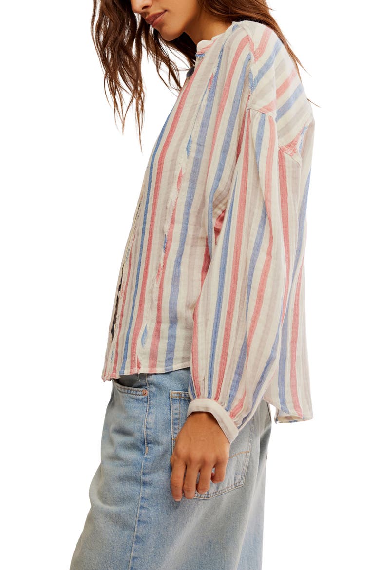 Valley Stripe Double Cloth Button-Up Shirt, Alternate, color, IVORY COMBO