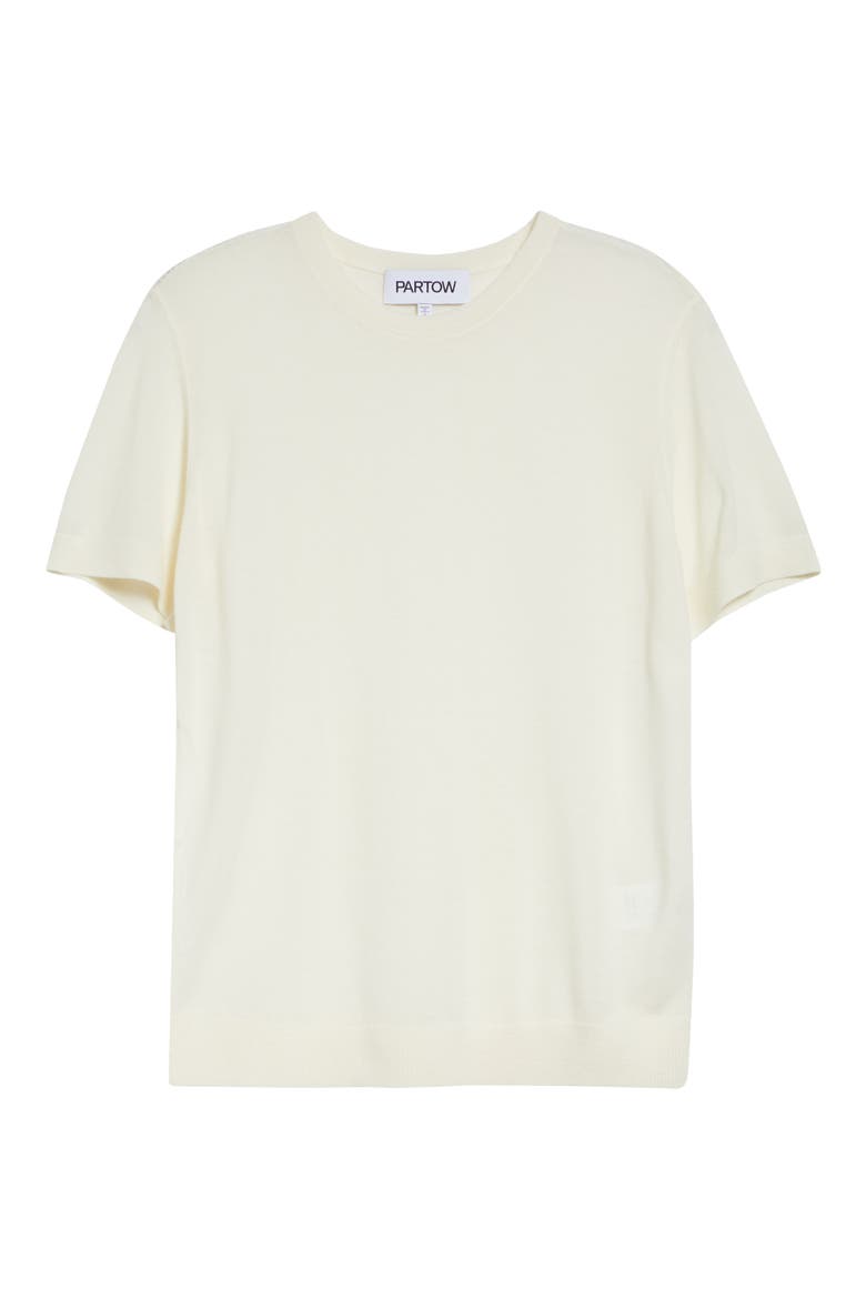 Enzo Short Sleeve Virgin Wool Sweater, Alternate, color, IVORY