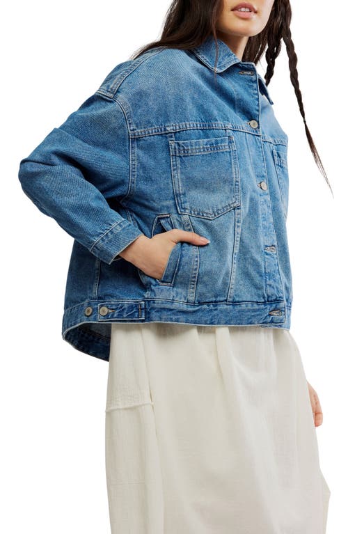 Free People We The Free Opal Swing Denim Trucker Jacket In Blue