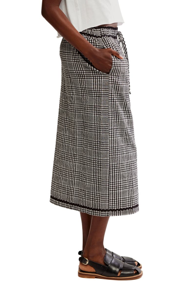 Free People Penelope Gingham Midi Skirt, Alternate, color, Black Combo