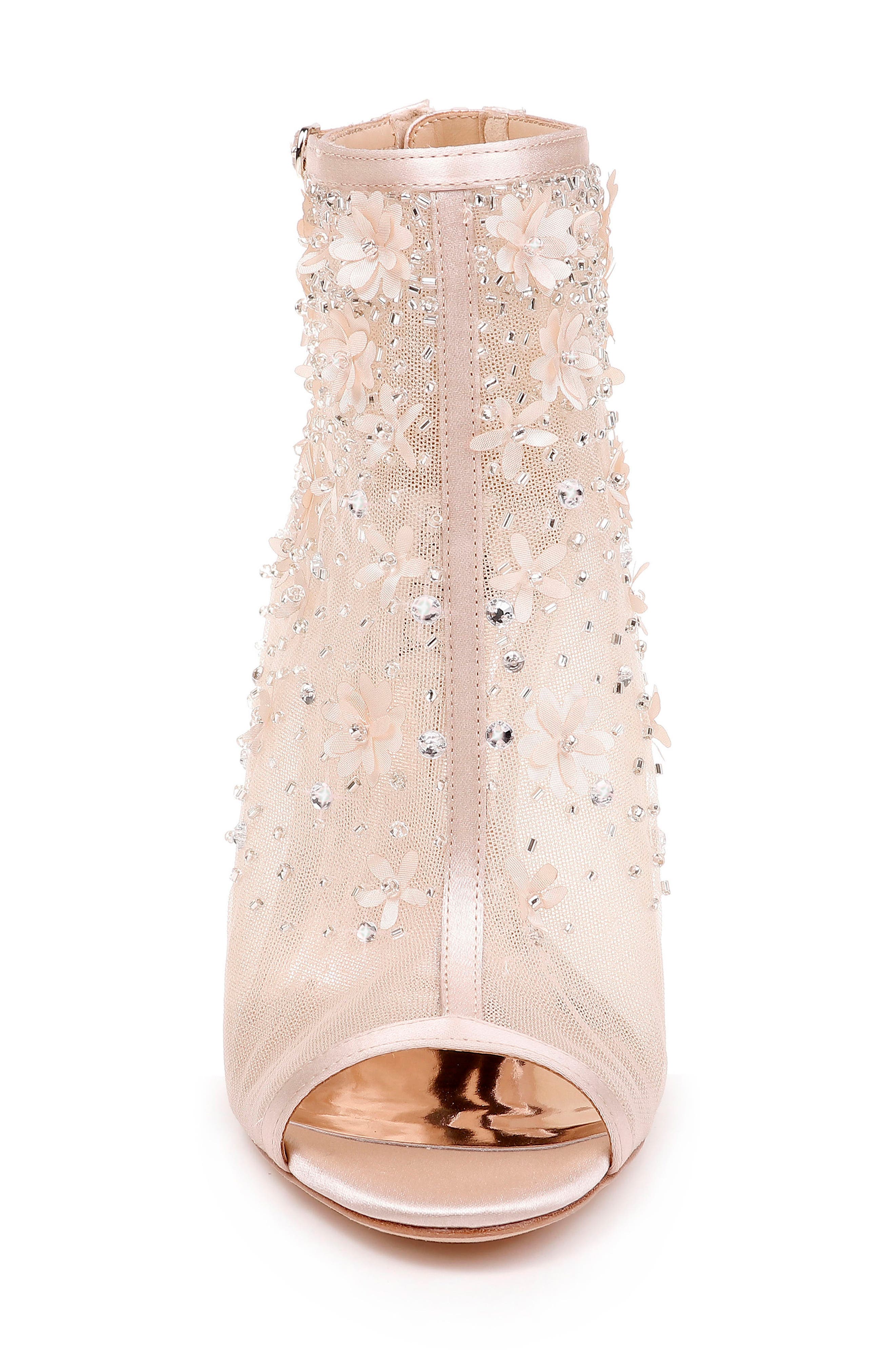 Isadora Open Toe Bootie, Alternate, color, NUDE SATIN/ MESH
