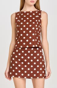 WAYF Elle Polka Dot Sleeveless Linen Blend Shell
