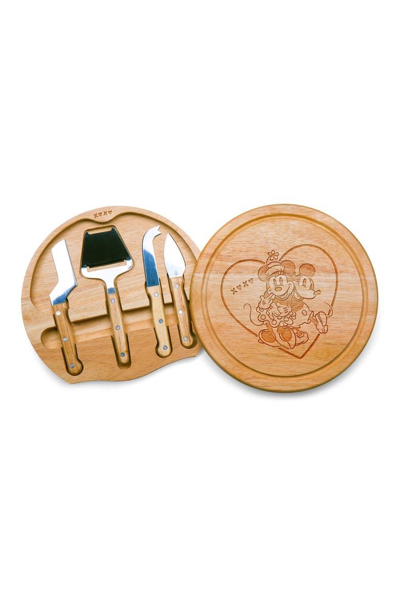 x Disney® Mickey & Minnie Mouse Swivel Cheese Board & Tools Set, Main, color, BROWN