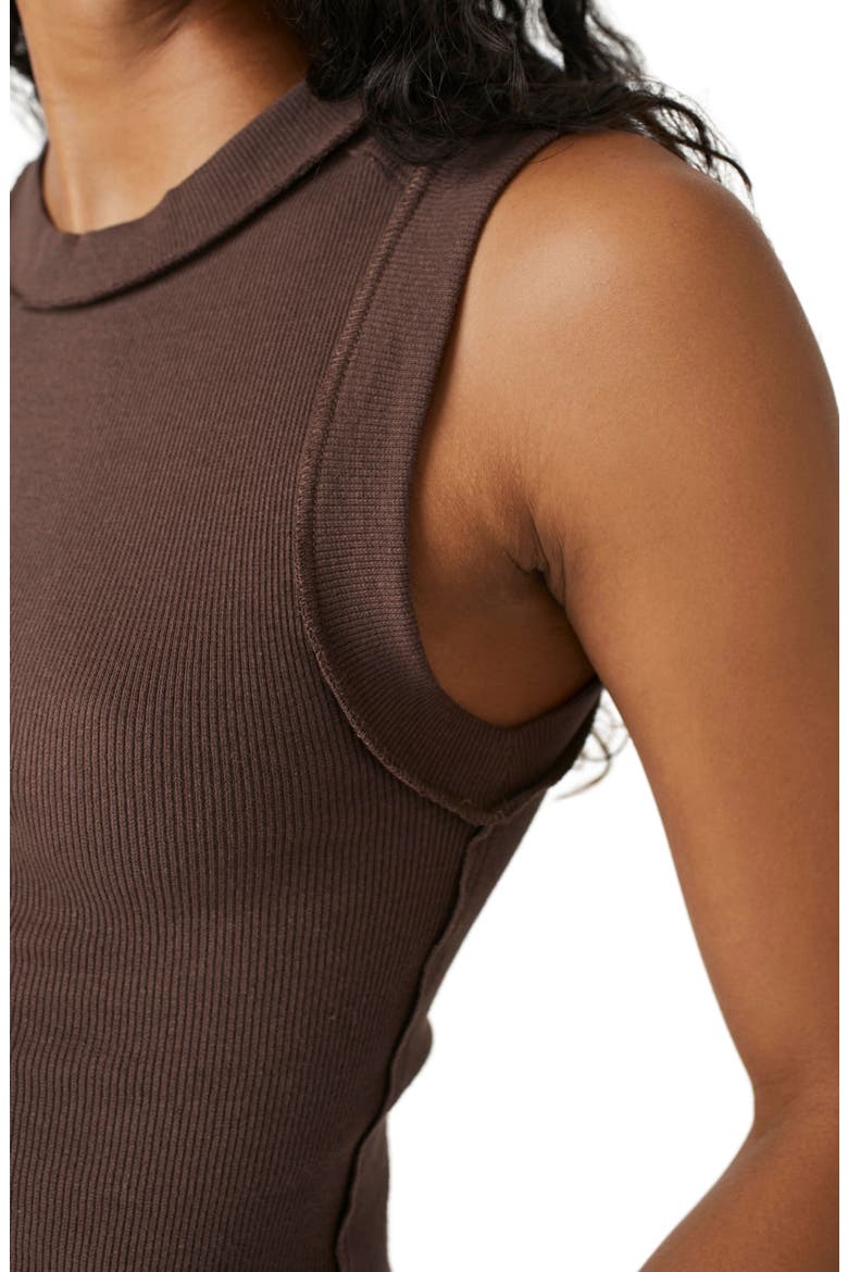Kate Rib Stretch Cotton Tank, Alternate, color, FRENCH ROAST