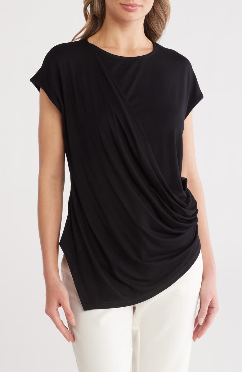 PATRIZIA LUCA Draped Side Cap Sleeve Top, Main, color,