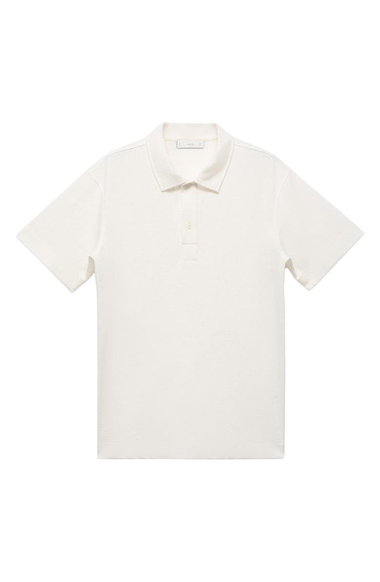 MANGO Regular Fit Textured Stretch Cotton Blend Polo, Alternate, color, Off White