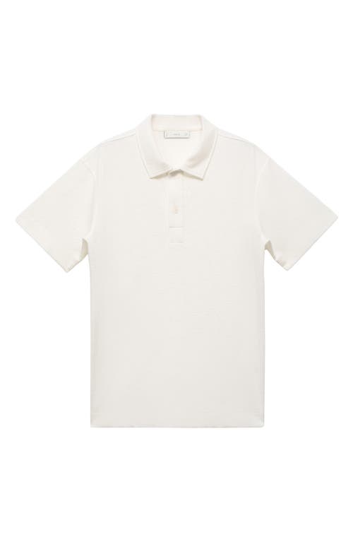 Mango Regular Fit Textured Stretch Cotton Blend Polo In White