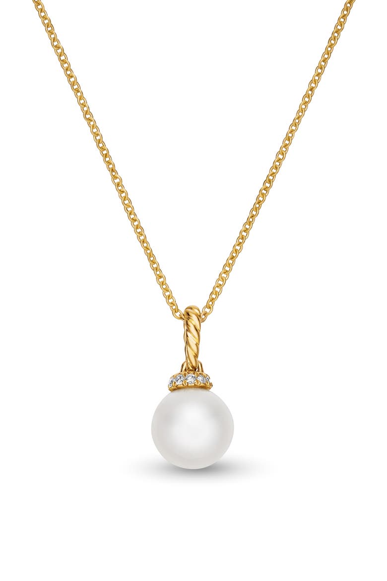 Solari Pendant Necklace with Pearls and Diamonds in 18K Gold, Main, color, PEARL