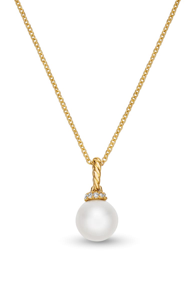 David Yurman Solari Pendant Necklace with Pearls and Diamonds in 18K Gold, Main, color, Pearl