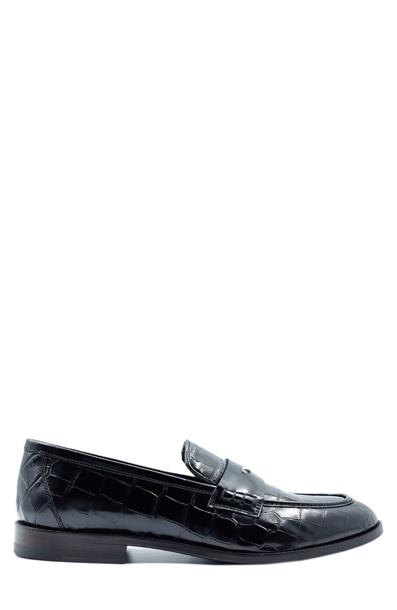 VELLAPAIS Aiden Croc Embossed Penny Loafer, Alternate, color, 