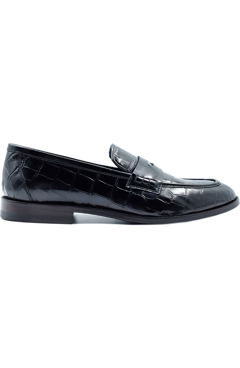 VELLAPAIS Aiden Croc Embossed Penny Loafer, Alternate, color,
