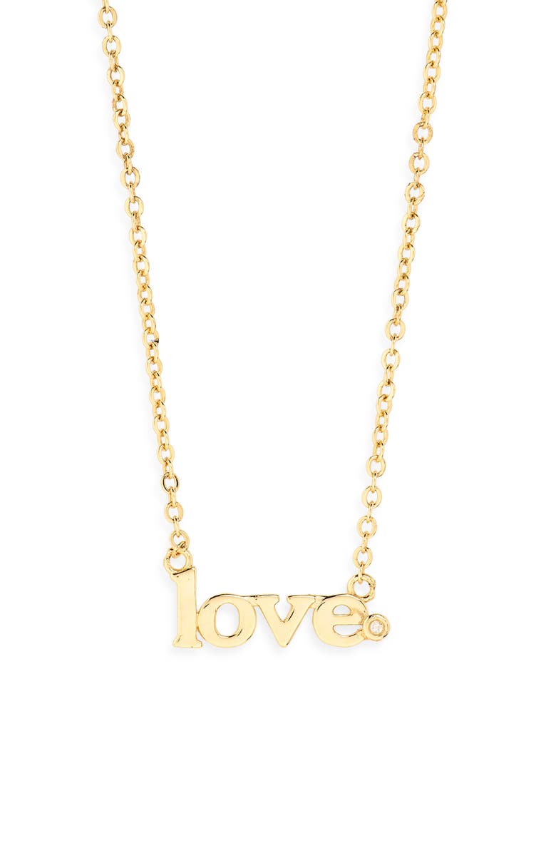 NORDSTROM RACK 14K Gold Plated Lab Grown Diamond Love Pendant Necklace, Alternate, color, Lab Grown Diamond- Gold