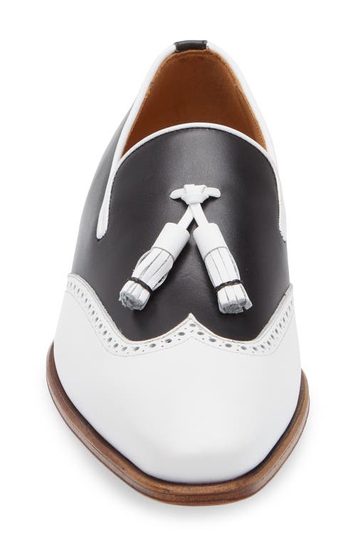 Mezlan Jucar Wingtip Tassel Loafer In White/black