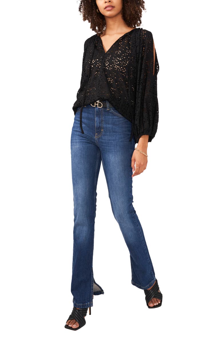 Vince Camuto Lace Slit Sleeve Top, Alternate, color, 