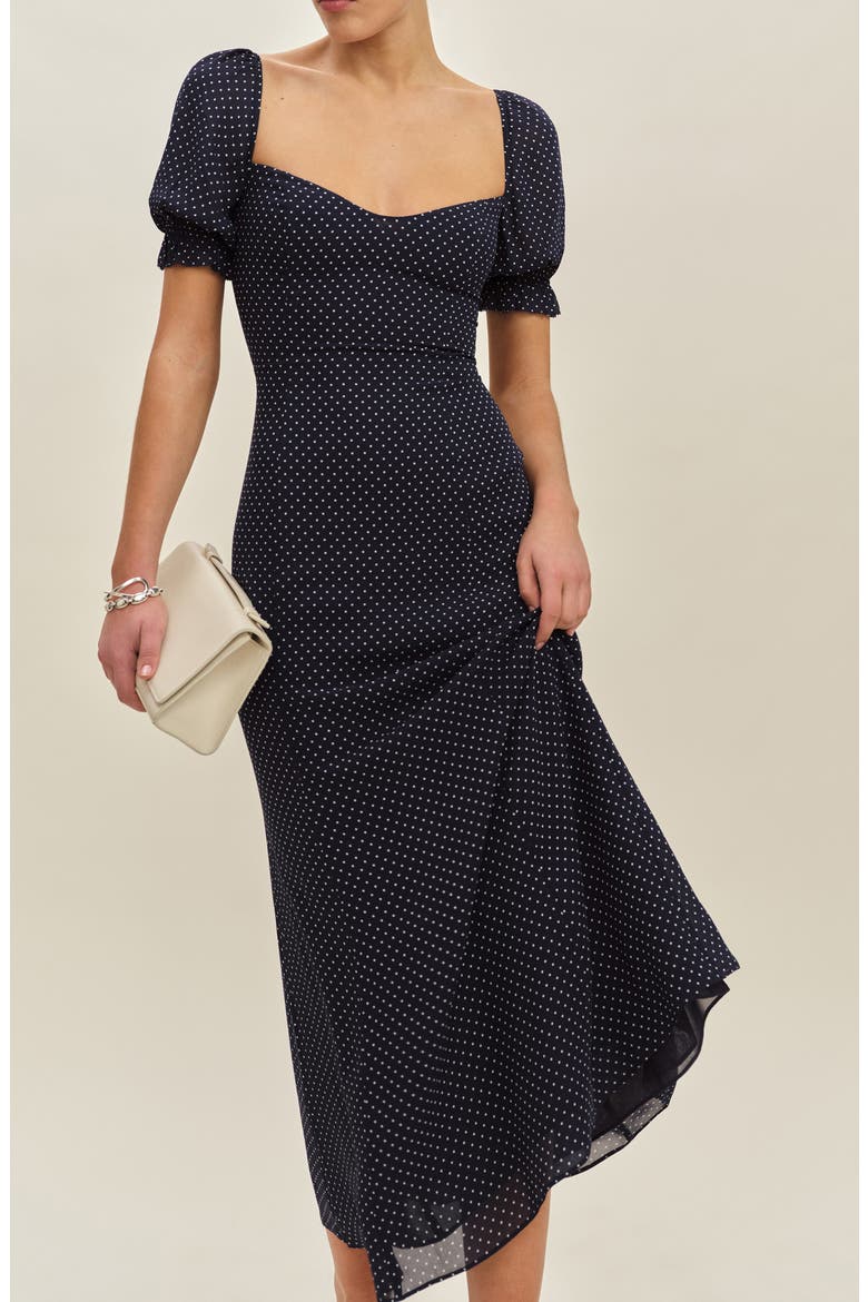 Gloria Swiss Dot Dress, Alternate, color, BUTTON