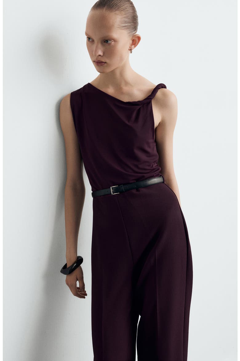 Twist Strap Belted Jumpsuit, Alternate, color, WINE