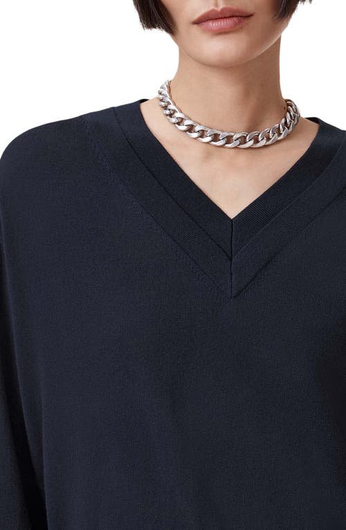 Shop Allsaints Julieana Merino Wool Sweater In Ink Blue
