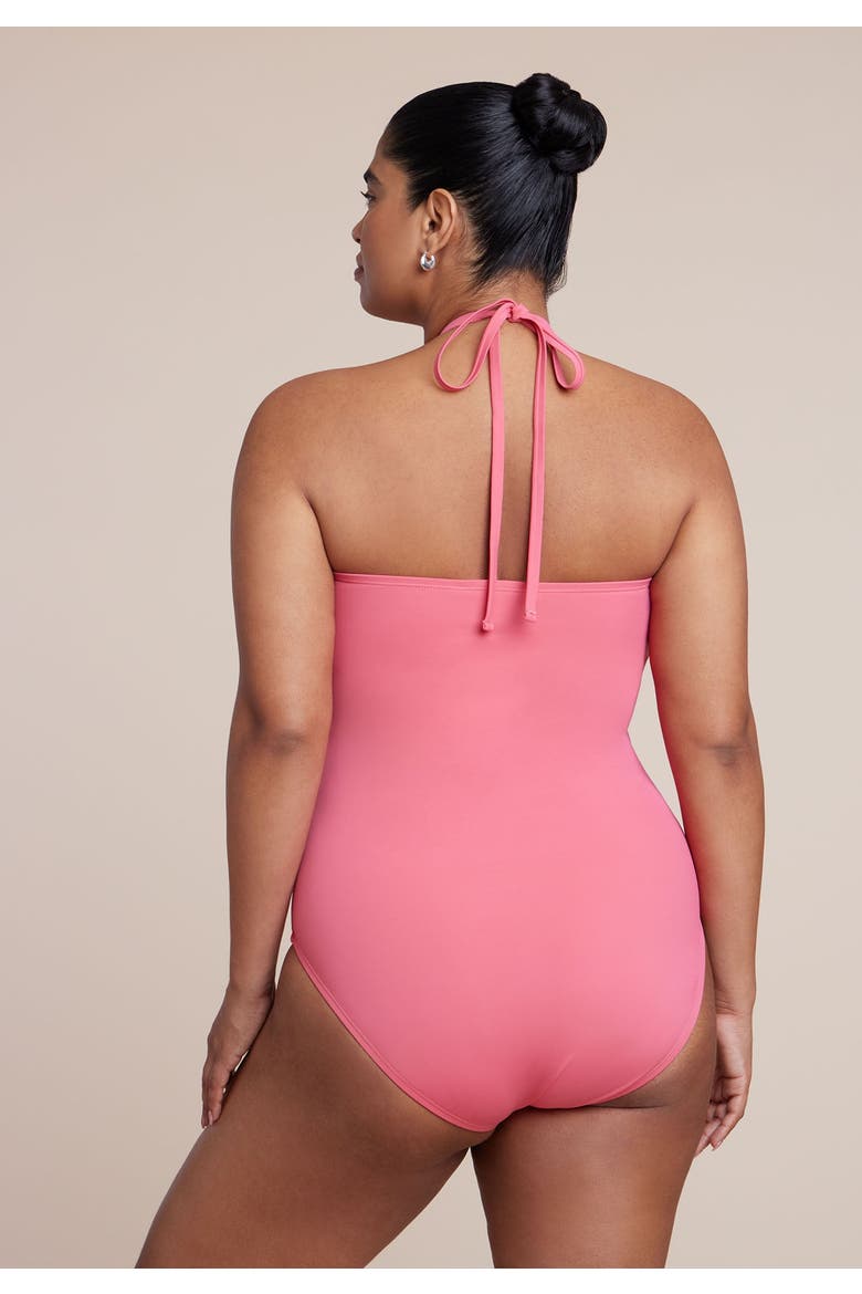 Rosette Halter One Piece, Alternate, color, HONEYSUCKLE