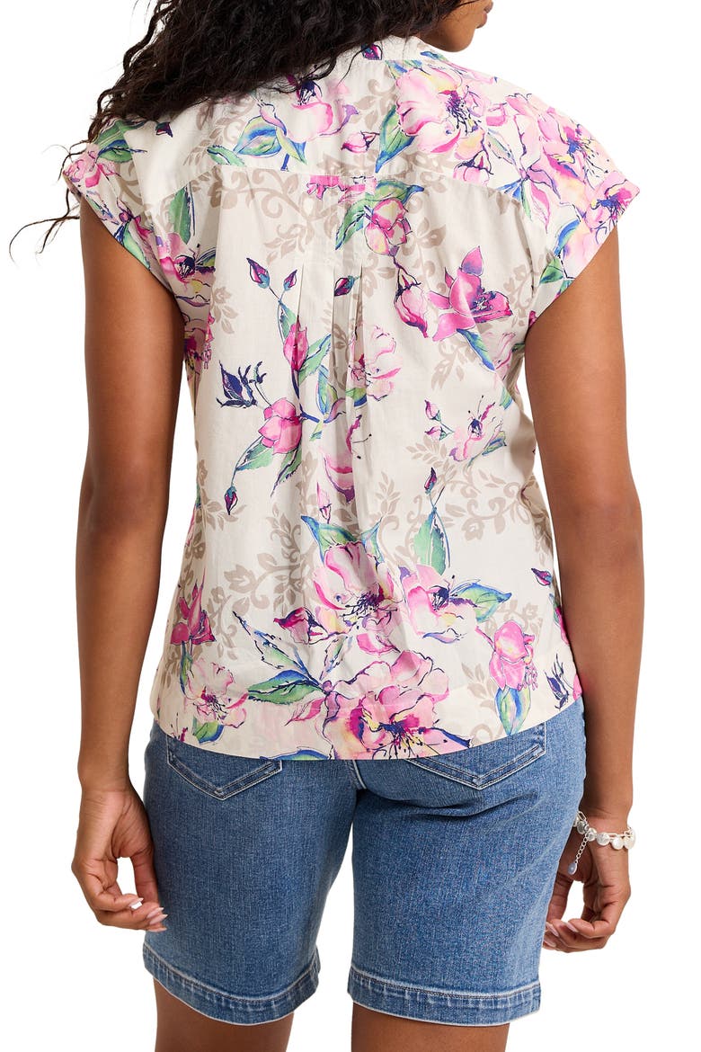 Floral Cross Stitch Embroidered Button-Up Top, Alternate, color, WHITE