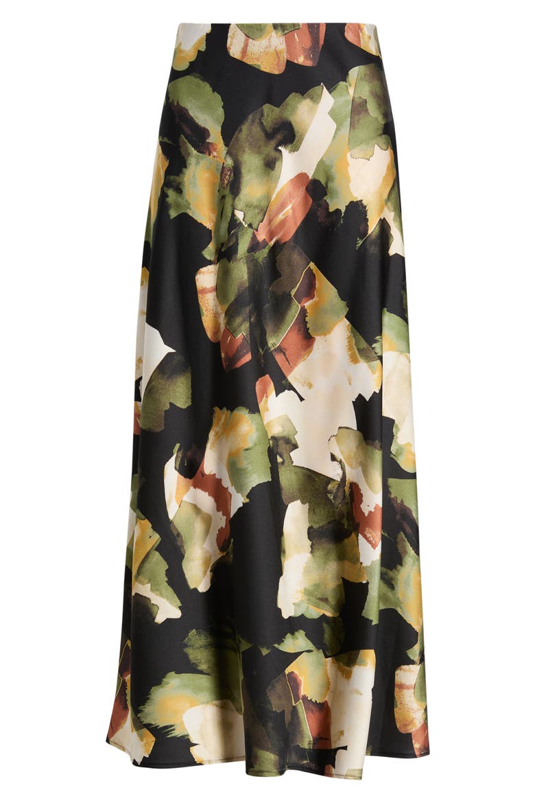 Print Flare Maxi Skirt, Alternate, color, BAY LEAF MULTI