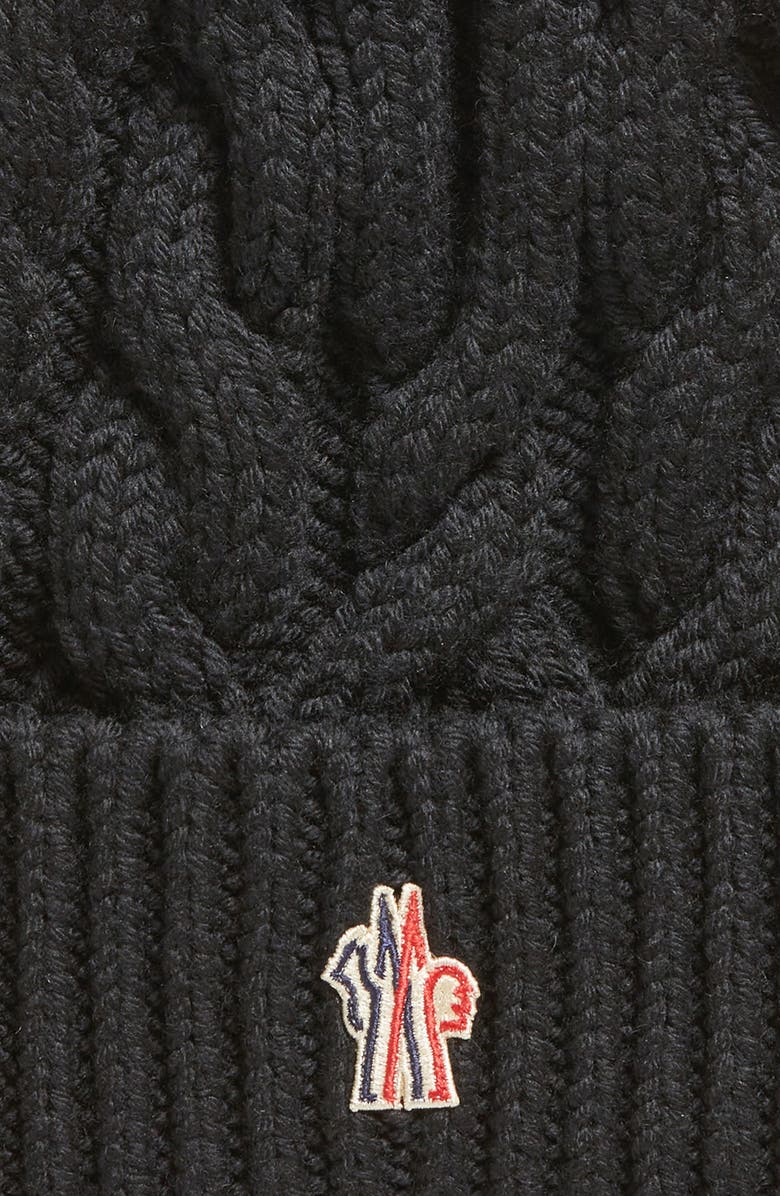 Moncler Grenoble Logo Embroidered Virgin Wool Cable Beanie, Alternate, color,